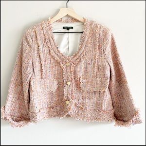 For Cynthia Pink Tweed Cropped Jacket Medium